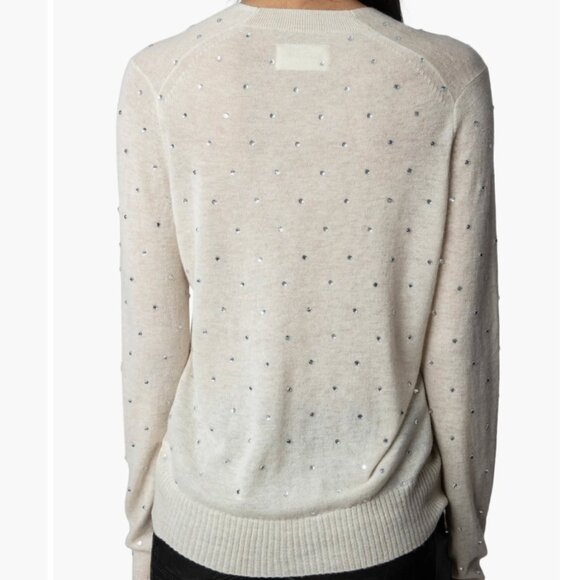 Zadig & Voltaire ELYA CP STRASS V-Neck Crystal Cashmere V-Neck Sweater Size XS - Picture 2 of 13